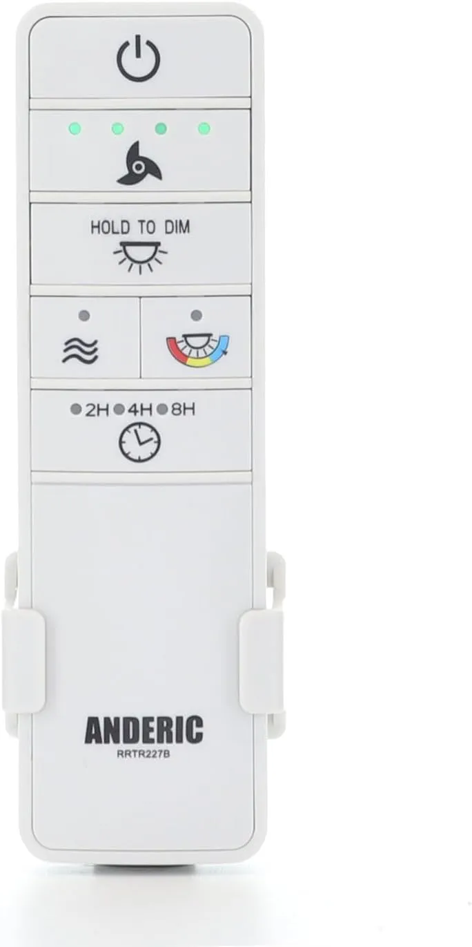 Anderic TR227B for Hampton Bay Ceiling Fan Remote Control - White / 2AQZU-18015 / RRTR227B - White