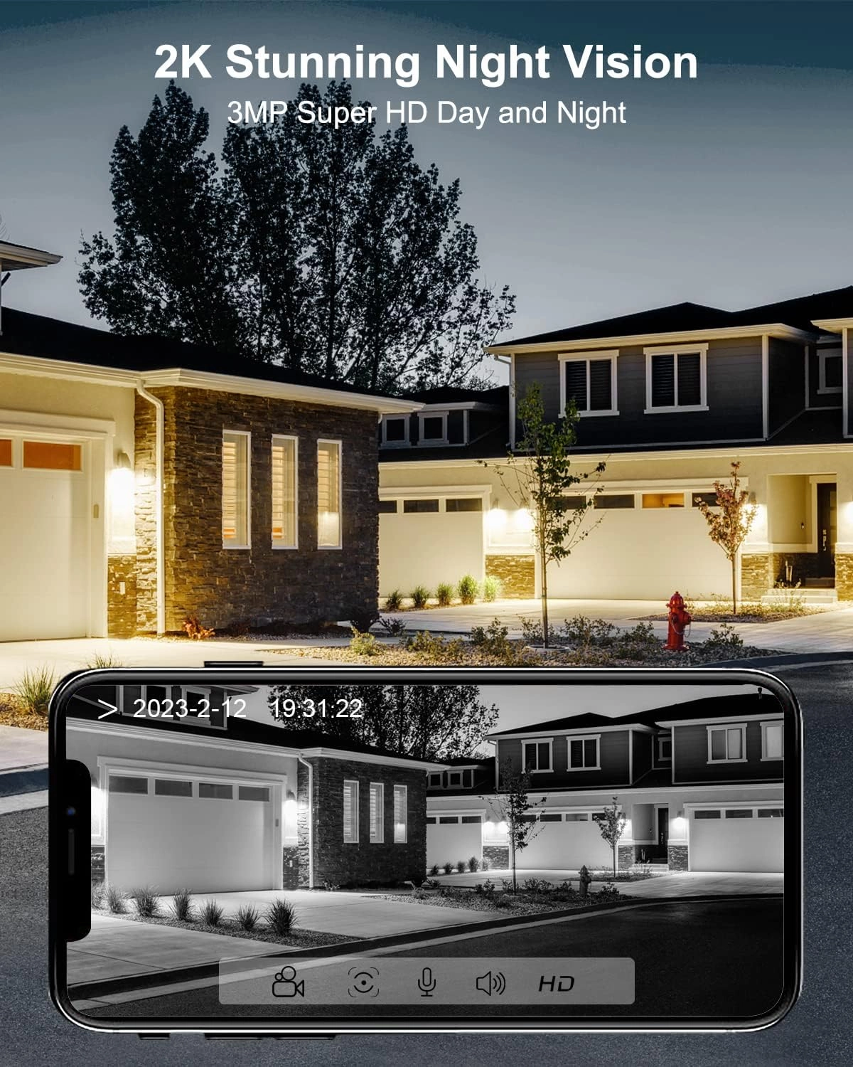 ANRAN Security Cameras Wireless Outdoor,2K 3MP Battery Powered Indoor Home Security Camera with AI Motion Detection & Color Night Vision,2-Way Talk Spotlight Siren Alarm, Work with Alexa,Waterproof