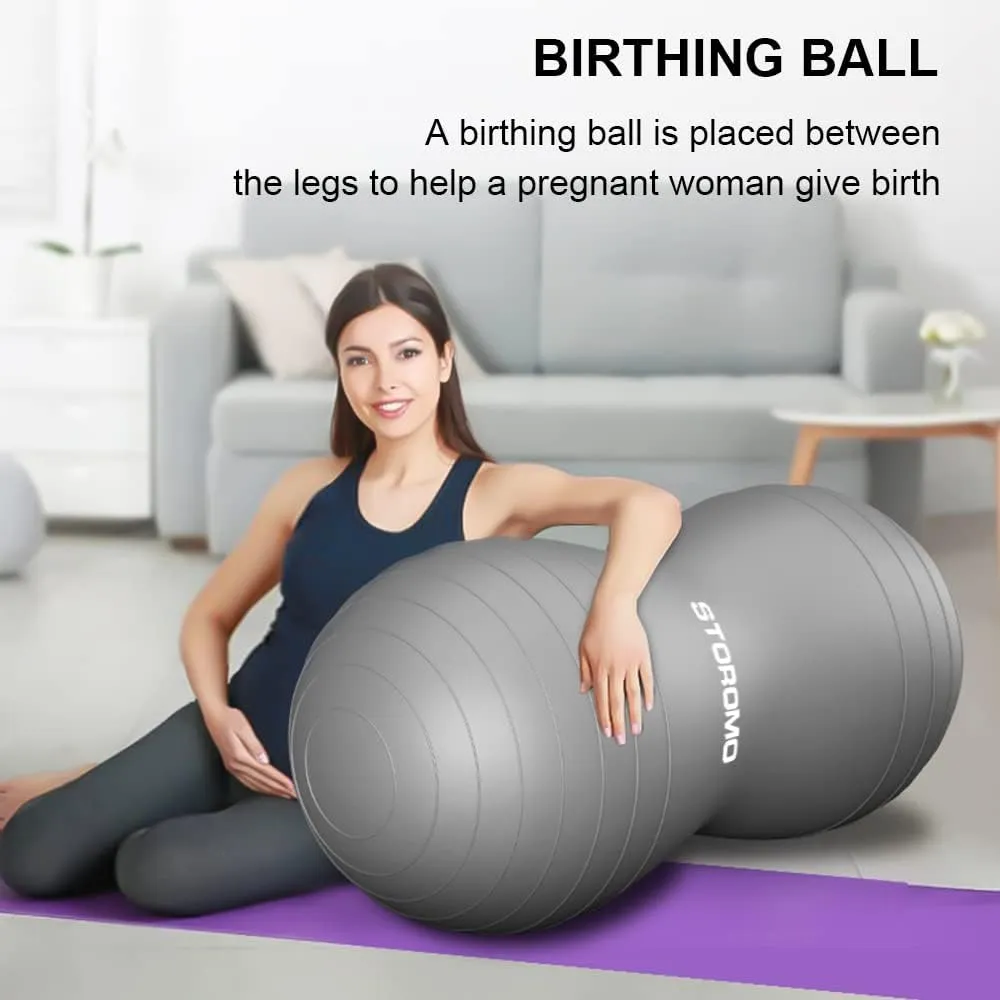 Anti-Burst Peanut Ball – High Weight Capacity Exercise Ball for Birth, Yoga, Pilates & Physical Therapy, Eco-Friendly PVC Fitness Ball for Kids & Adults, Includes Pump