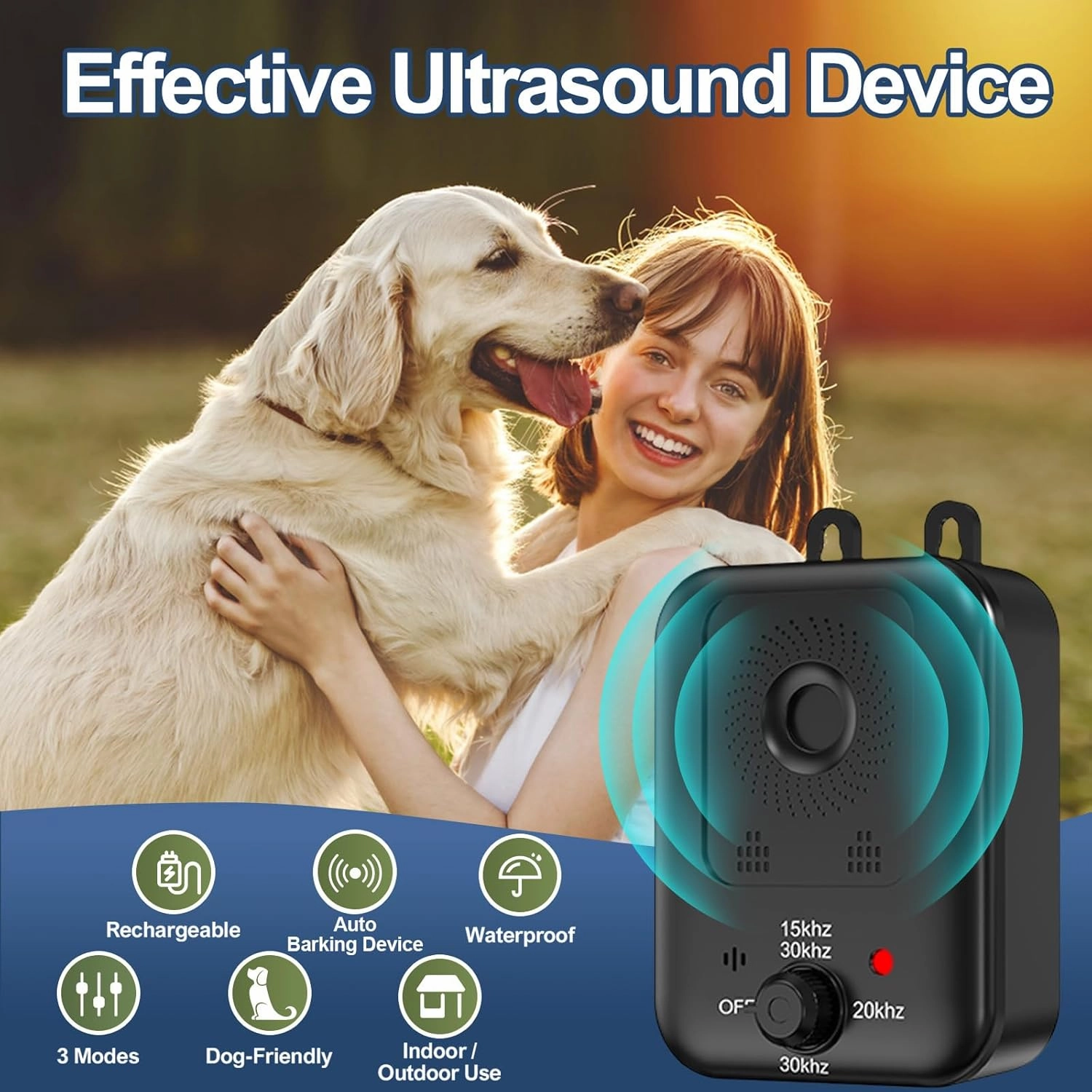 Anti Barking Devices, Auto Barking Control Devices with 3 Modes, Effective Stop Barking Dog Devices for Indoor & Outdoor Use, Rechargeable Ultrasonic Dog Bark Box Barking Deterrent Devices?Black1