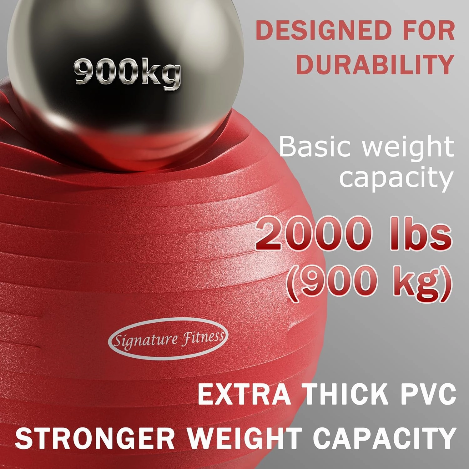 Anti-Burst and Slip Resistant Exercise Ball - Yoga, Fitness, Birthing Ball With Quick Pump, 2,000-Pound Capacity, Multiple Colors and Sizes