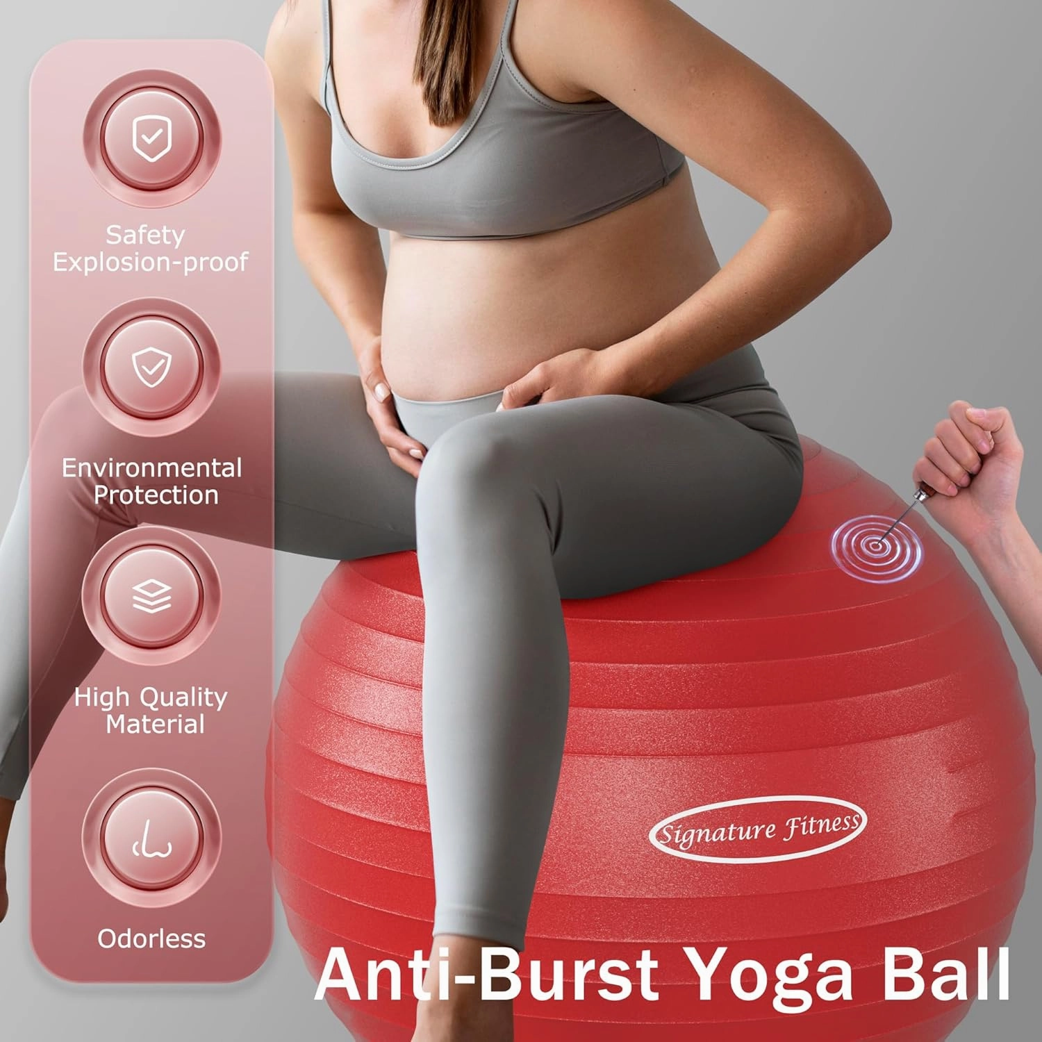 Anti-Burst and Slip Resistant Exercise Ball - Yoga, Fitness, Birthing Ball With Quick Pump, 2,000-Pound Capacity, Multiple Colors and Sizes