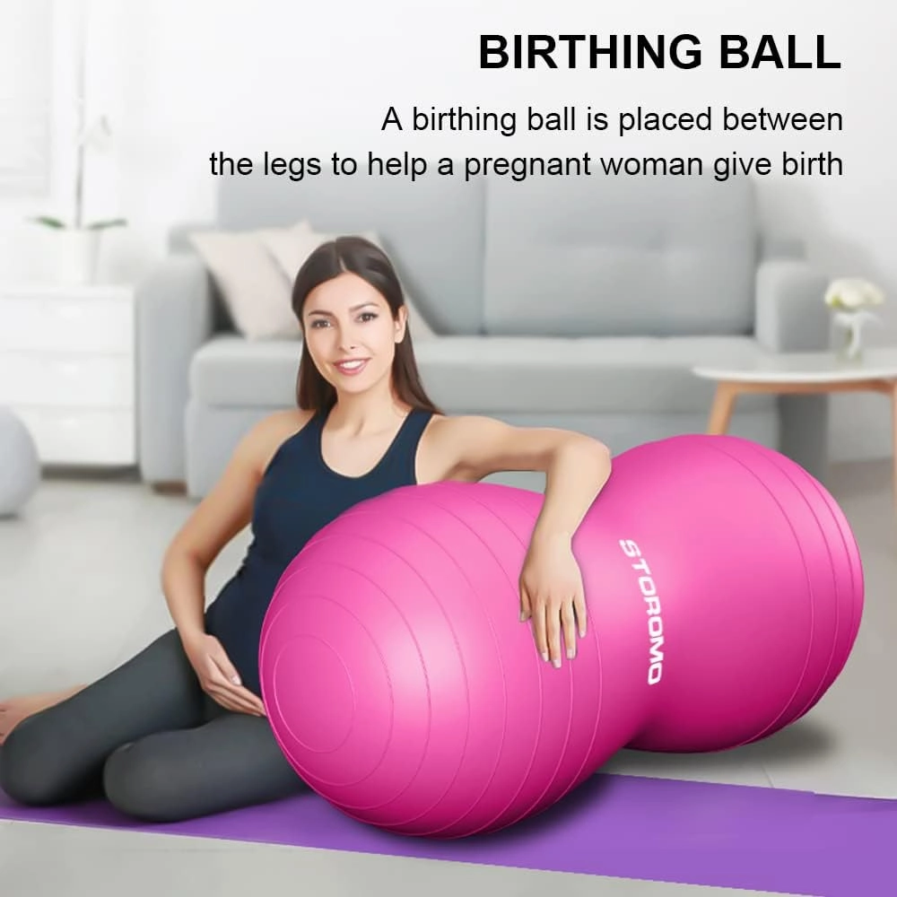 Anti-Burst Peanut Ball – High Weight Capacity Exercise Ball for Birth, Yoga, Pilates & Physical Therapy, Eco-Friendly PVC Fitness Ball for Kids & Adults, Includes Pump