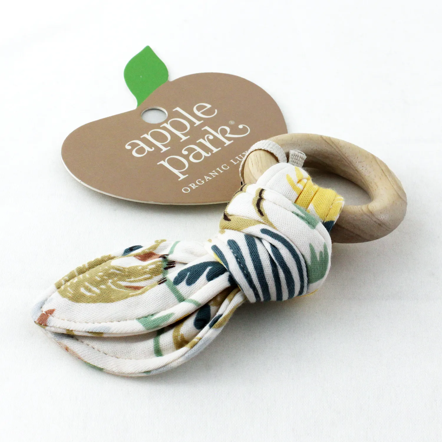 Apple Park Organic Cotton Fabric Teething Ring - Sloth