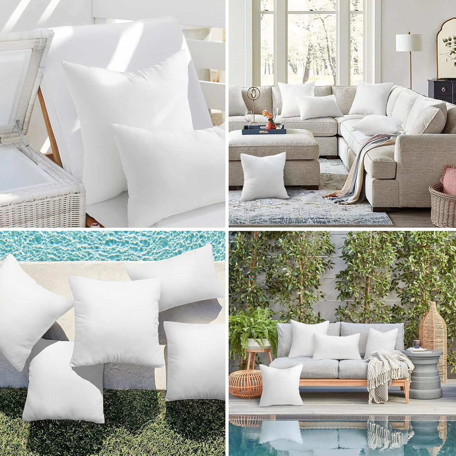 Ashler 12 x 20 Outdoor Pillow Inserts, Made in USA, Spring Decor Pillows, Set of 2, Water Resistant Throw Pillow Insert Hypoallergenic Pillow Insert for Patio, Bench, Garden, Indoor Outdoor Decorative