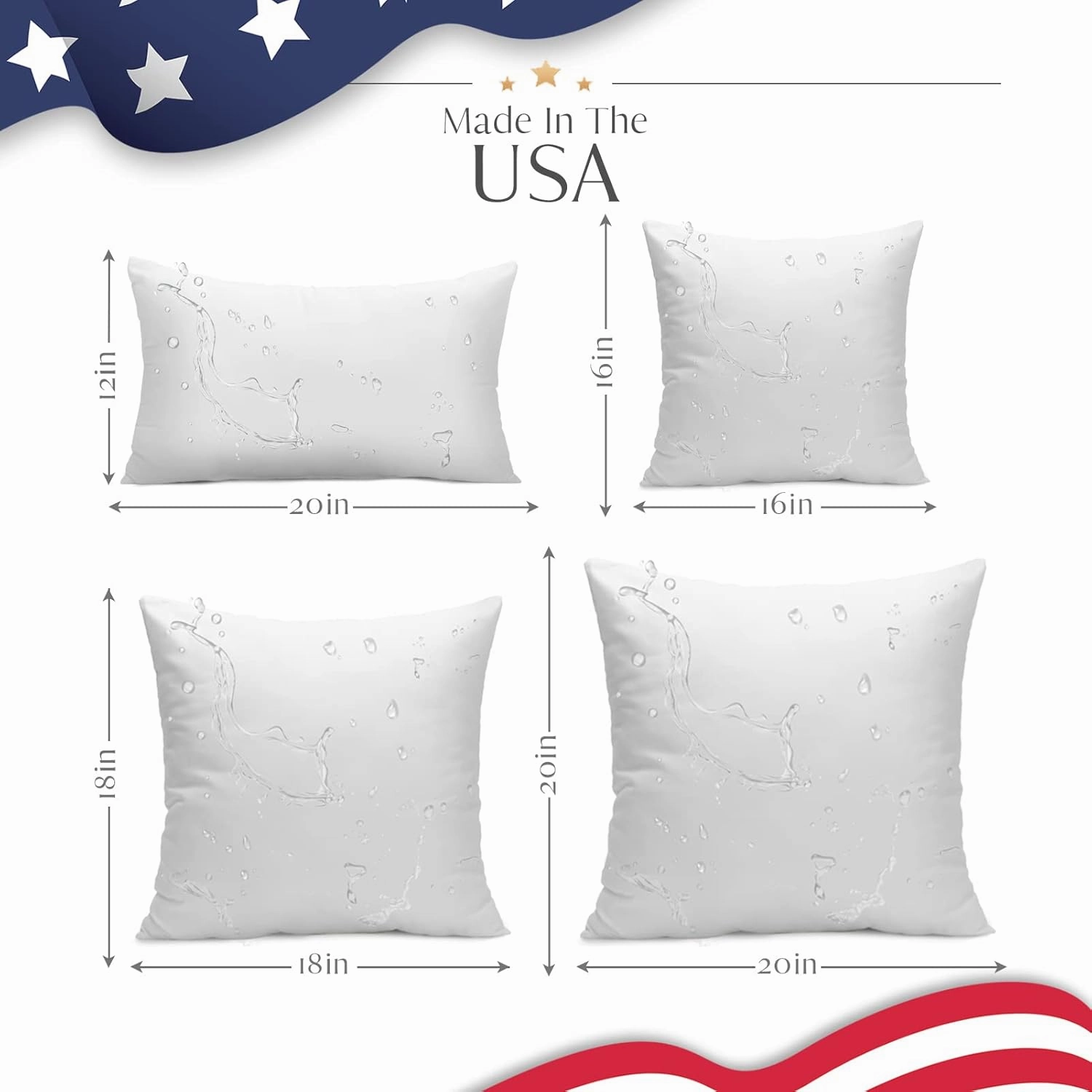 Ashler Outdoor Lumbar Pillows, 12 x 20 Outdoor Pillows, Summer Pillows Set of 4, Water Resistant Pillow Inserts Hypoallergenic for Patio, Bench, Garden, Indoor
