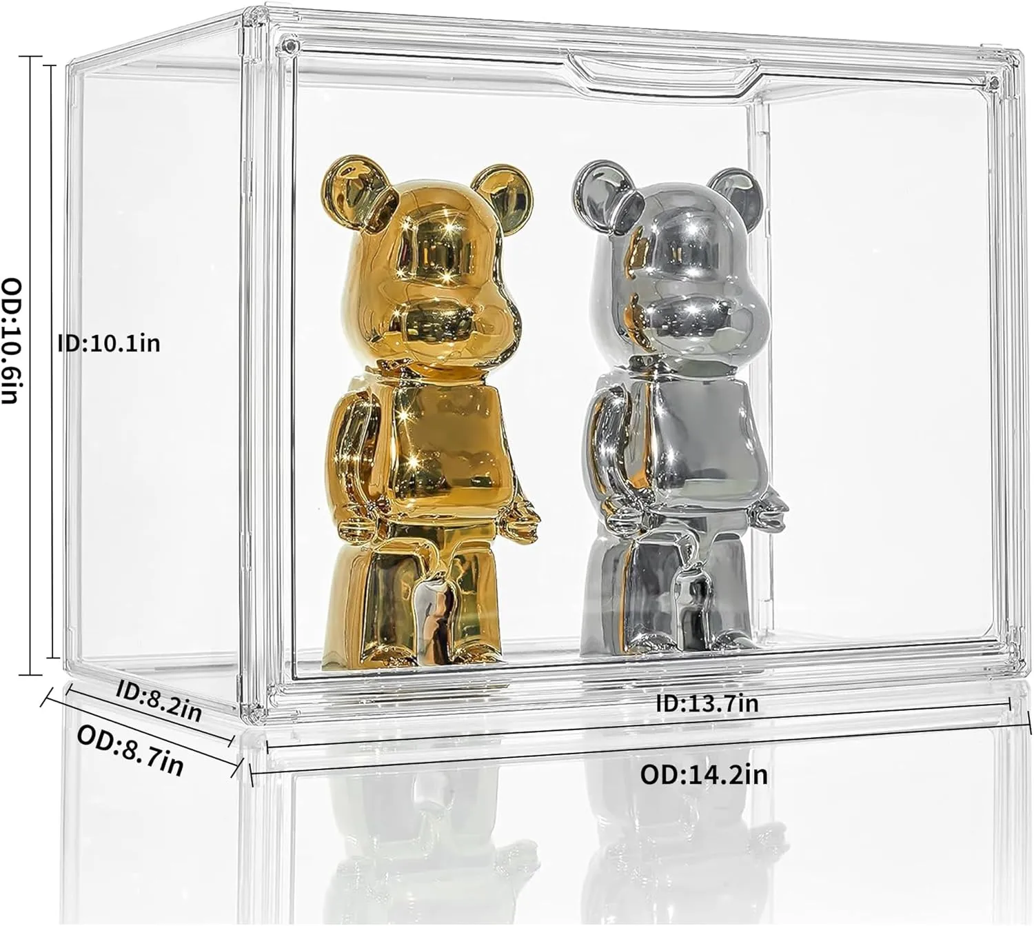 Attelite Clear Acrylic Display Case,Display Storage Box Countertop with Magnetic Door,Stackable Dustproof Protection Showcase for Action Figures,Collectibles