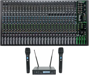 Audiosavings Bundle: (1) Mackie ProFX30v3 30 Channel 4-Bus Professional Effects Mixer with USB ProFX30 v3 Bundle with (1) Rockville RWM65U Dual UHF Metal Handheld Wireless Microphone System (2 Items)