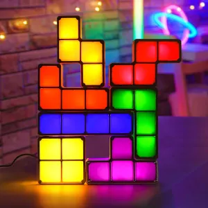 AVEKI Tangram Stackable Night Light, LED 7 Colors Induction Interlocking Desk Lamp 3D DIY Magic Blocks Puzzles Toy for Bedroom Home Decor Ideal Gift for Birthday (USB)