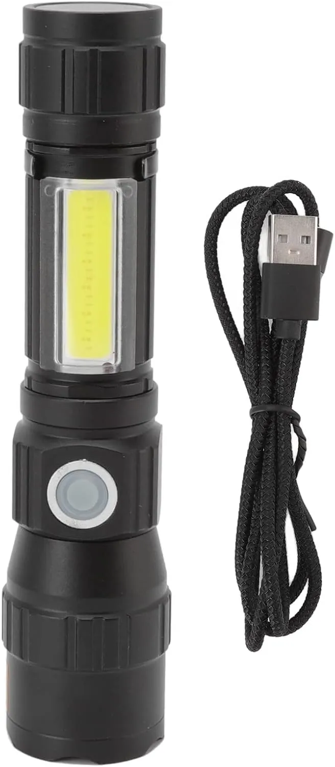 AYNEFY USB Rechargeable Flashlight,7 Lighting Modes Magnetic Base Pocket LED Flashlight Outdoor Flashlight for Camping Hunting Fishing Emergency