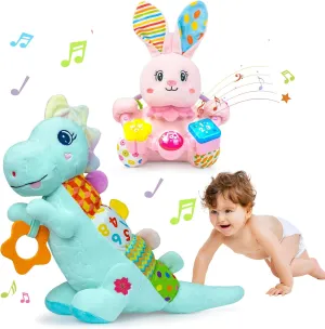 Baby Boy Gift Set for 0-12  Months (1 * Baby Dino Musical Toy & 1 * Musical Plush Rabbit Toy)