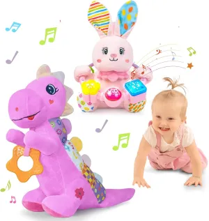 Baby Boy Gift Set for 0-12  Months (1 * Baby Dino Musical Toy & 1 * Musical Plush Rabbit Toy)