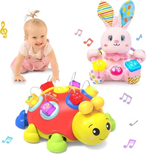 Baby Boy Gift Set for 0-12  Months (1 * Baby Ladybug Musical Toy & 1 * Musical Plush Rabbit Toy)