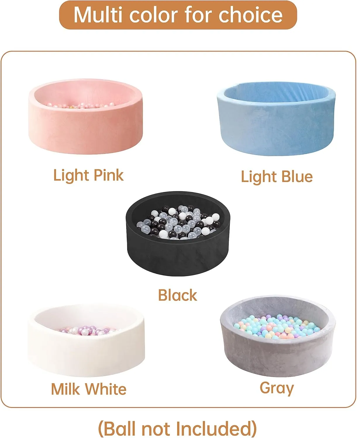 Baby Foam Ball Pits for Toddlers Kids, Soft Round Ball Pit Pool Ideal Gift Soft Play for Children Infants (Balls NOT Included) Black