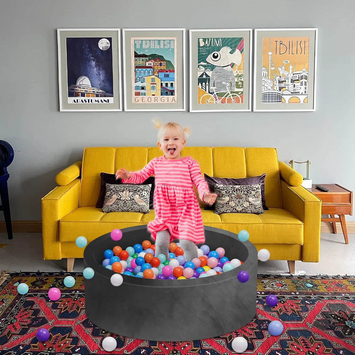 Baby Foam Ball Pits for Toddlers Kids, Soft Round Ball Pit Pool Ideal Gift Soft Play for Children Infants (Balls NOT Included) Black