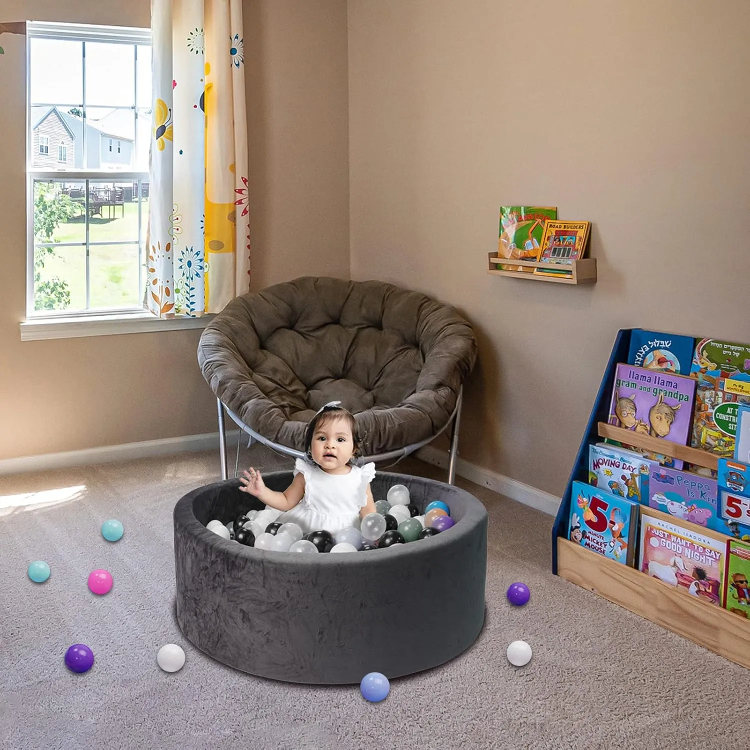 Baby Foam Ball Pits for Toddlers Kids, Soft Round Ball Pit Pool Ideal Gift Soft Play for Children Infants (Balls NOT Included) Black