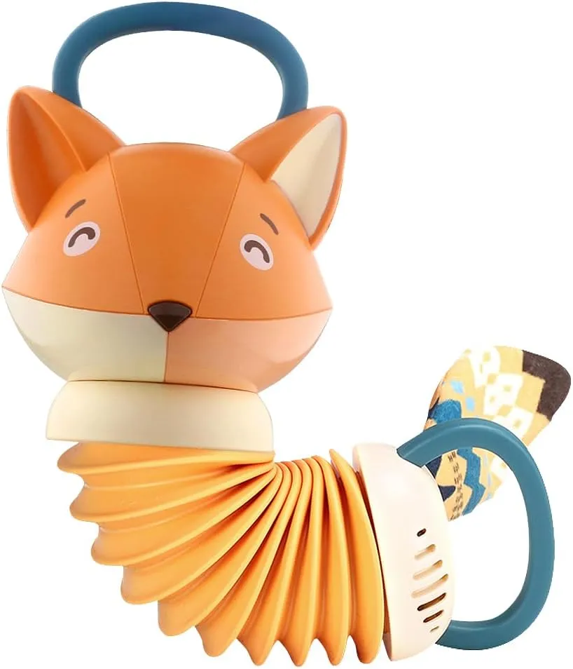 Baby Fox Musical Toy - On-The-Go Entertainment with Classical Melodies, Accordion Stretch, and Squeaky Fun for Developing Motor Skills - Perfect for Strollers, Car Seats, and Travel (Fox)