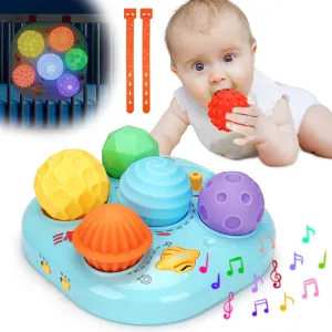 Baby Musical Light Up Toys Baby Ball Sensory Montessori Toys for Babies 6-12 12-18 Months Tactile Sleep Aid Tummy Time Developmental Fine Motor Soother Infant Toddler 1 2 Year Old Boy Girl Gift