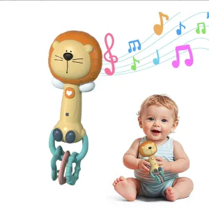 Baby Musical Rattles - Baby Teething Toys with Music and Light, for Toddlers Sensory Chew and Fine Motor Skills Toy Baby Toys for 6 Month  Babies (Lion)