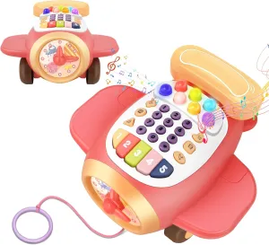 Baby Phone Toy,Musical Airplane Toys Play Cell Phone for Toddlers with Light Music and Clock,Early Learing Educational Toy Christmas Birthday Gift 2 3 4 Year Old Boys Girls 18 Month