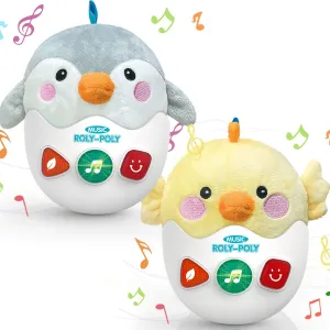 Baby Toys 0-6-12 Months, Plush Musical Toys, Cute Stuffed Animal Infant Toys with Light & Sounds, Roly-Poly Sensory Toy Birthday Gift for Newborn Boys & Girls