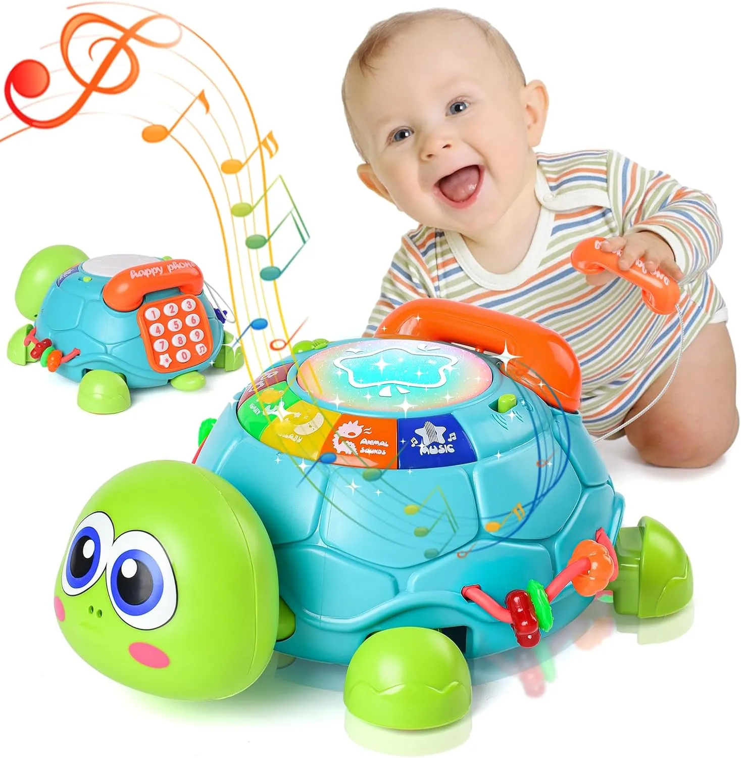 Baby Toys for 18 Months Toddlers Gift - Musical Turtle Crawling Toys for Infant, Early Learning Educational Toy with Light & Sound for Boy Girl 2 3 4 5 6 7 8 9 10 Years Old