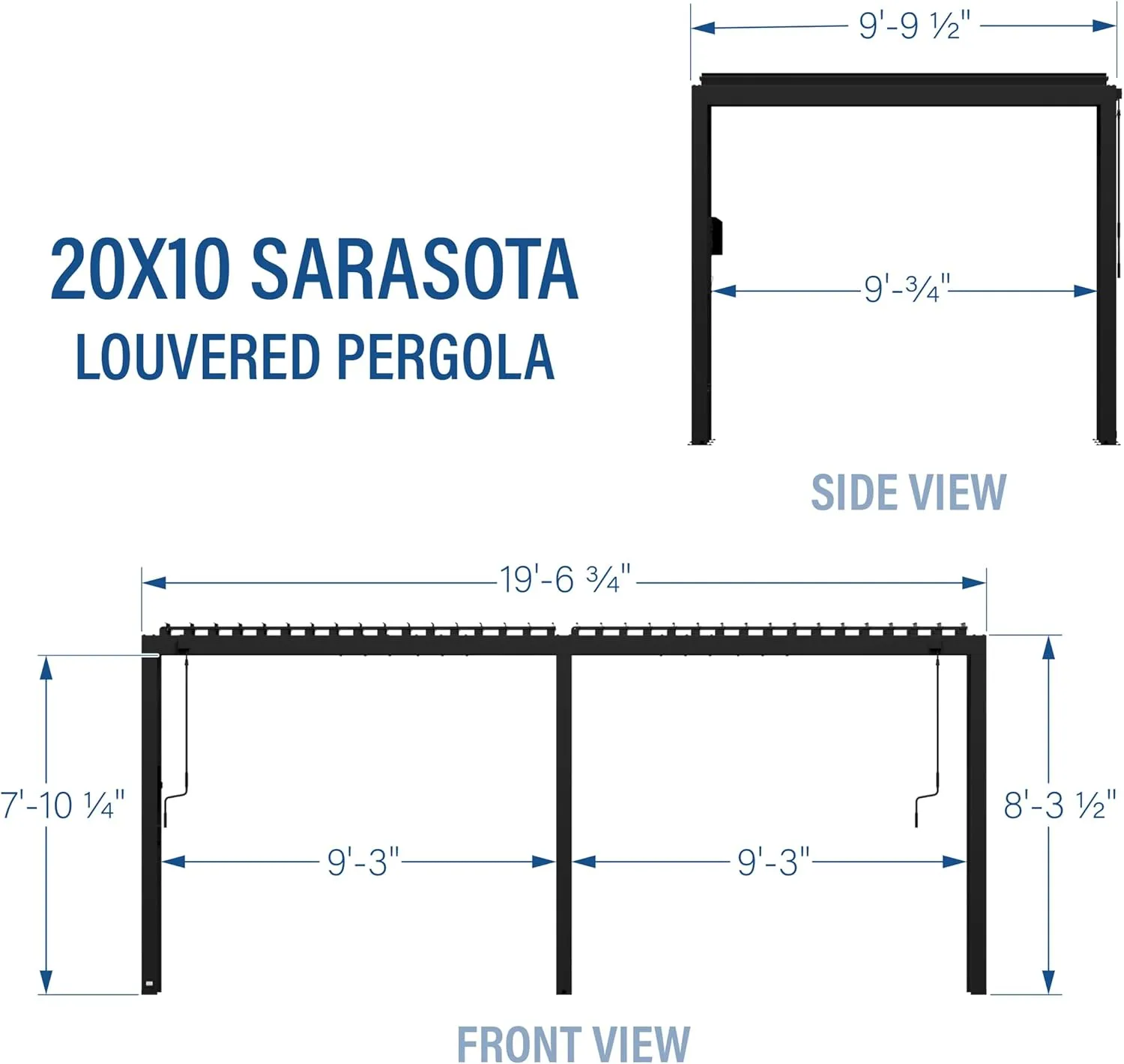 Backyard Discovery Sarasota 20' x 10' Galvanized Steel Louvered Pergola Kit with Adjustable Roof, Shade, Rain Protection, High-Wind Rating, Gutter System for Outdoor Patio, Garden, Deck, Entertaining