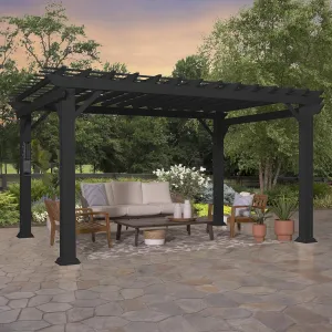 Backyard Discovery Stratford 14' x 10' Traditional Galvanized Steel Pergola Kit with Shade Sail Canopy, Powder-Coated Finish, All-Season Durability, High-Wind Rating for Outdoor Patio, Deck, Garden