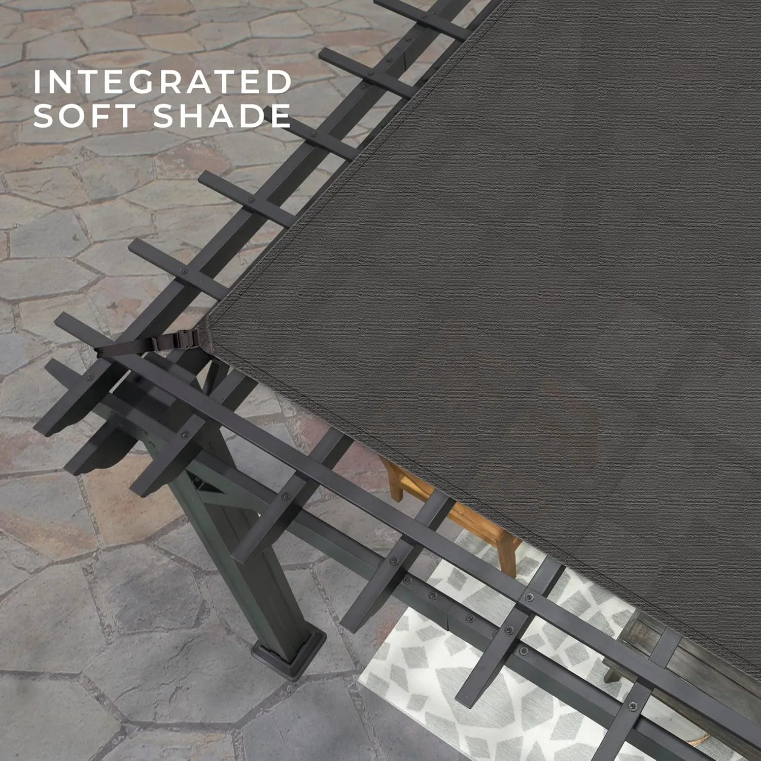 Backyard Discovery Stratford 14' x 10' Traditional Galvanized Steel Pergola Kit with Shade Sail Canopy, Powder-Coated Finish, All-Season Durability, High-Wind Rating for Outdoor Patio, Deck, Garden