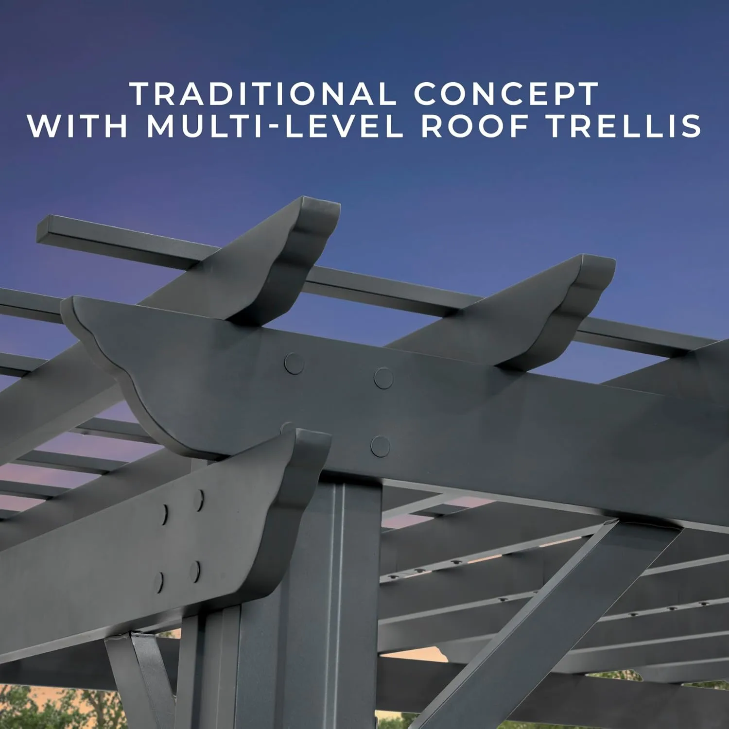 Backyard Discovery Stratford 14' x 10' Traditional Galvanized Steel Pergola Kit with Shade Sail Canopy, Powder-Coated Finish, All-Season Durability, High-Wind Rating for Outdoor Patio, Deck, Garden