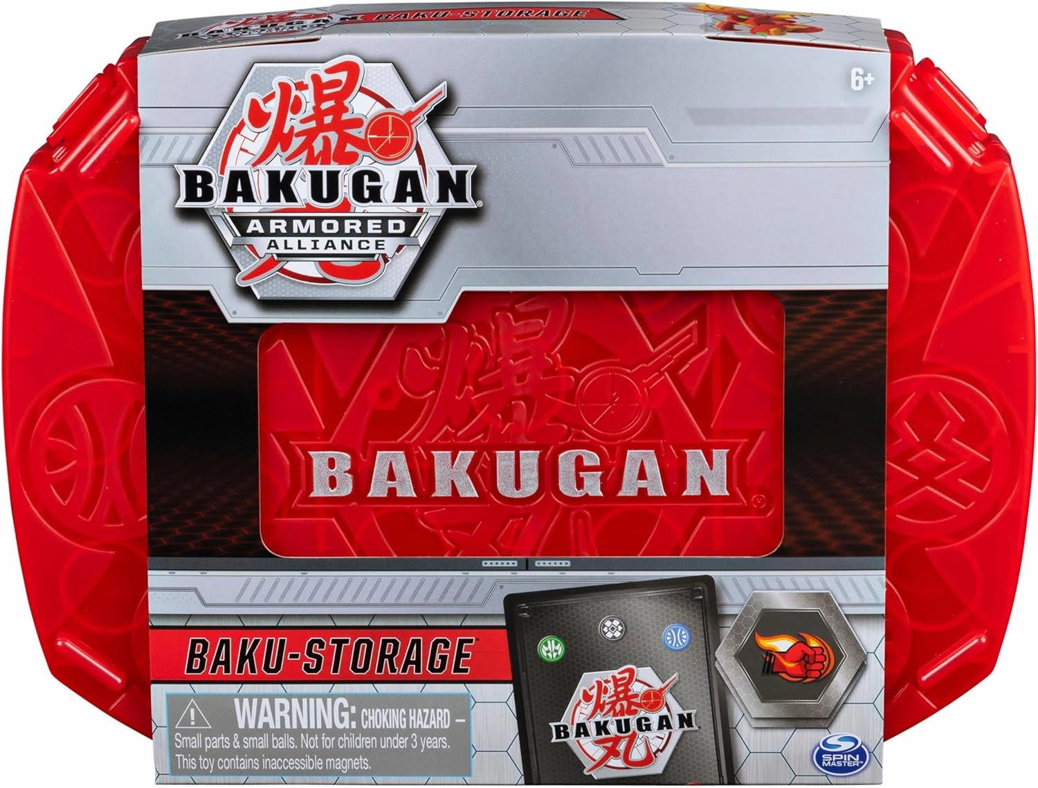 Bakugan, Baku-Storage Case with Dragonoid Collectible Action Figure and Trading Card, Red