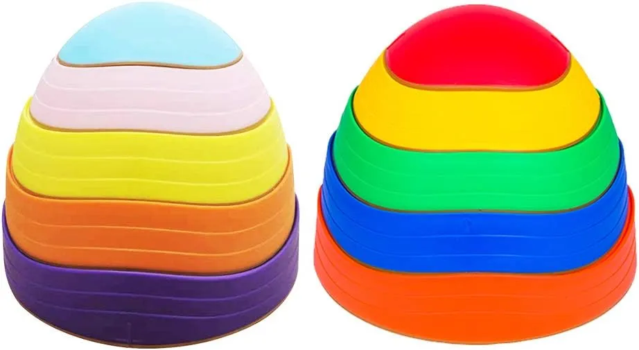 Balance Stepping Stones for Kids, Non-Slip Textured Surface and Rubber Edges, Indoor & Outdoor Obstacle Course Toy, Exercise Coordination & Strength