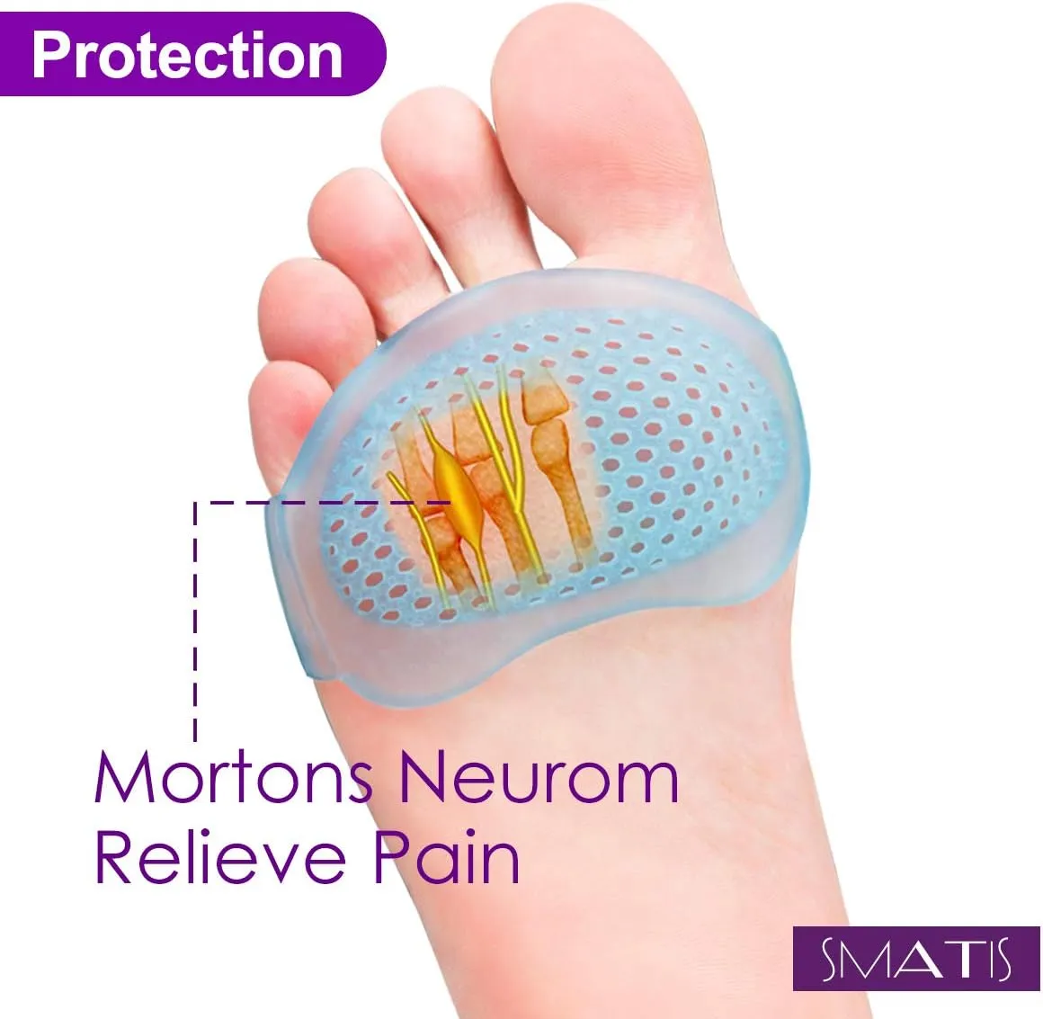 Ball of Foot Cushions（2 Pairs） Metatarsal Pads Soft Gel Ball of Foot Pads Mortons Neuroma Callus Metatarsal Foot Pain Relief