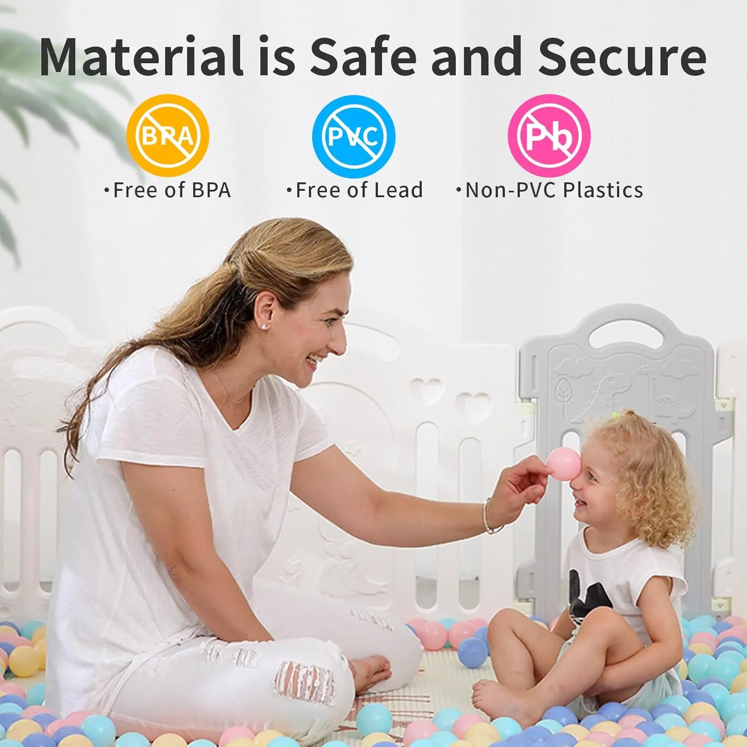 Ball Pit Balls for Kids, 200 pcs 2.15 Inches Small Size Thicken Soft Plastic Crush Proof Ball Pit Balls BPA Phthalate Free Baby Toddler Toy Ball with 4 Color Pink Green Purple Yellow
