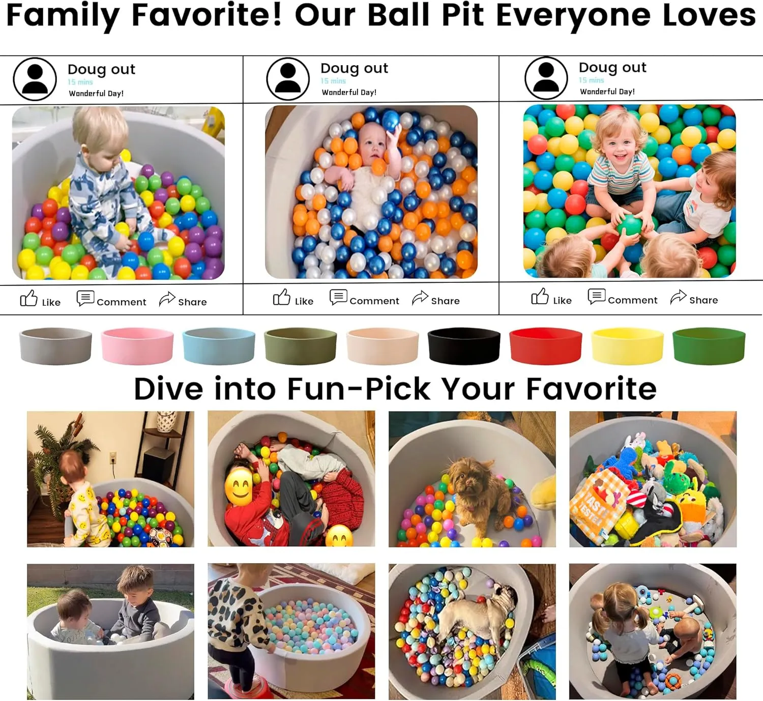 Ball Pit for Toddlers 35.43''x11.81 Baby Ball Pit Soft Memory Foam Ball Pool Round Kids Ball Pit Indoor and Outdoor Game Kids Play Ball Pool Ideal Gift for Girls and Boys (Beige, NO Balls)