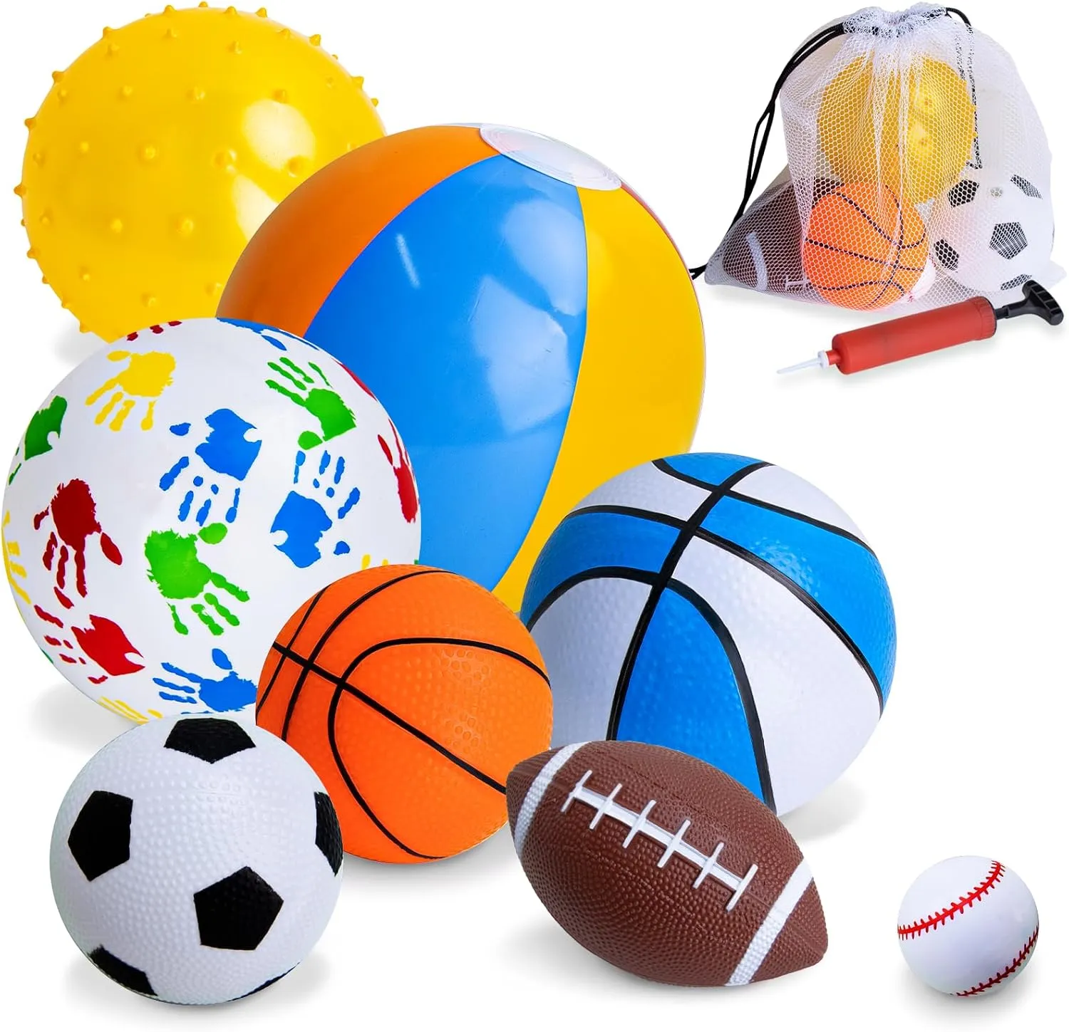 Balls for Toddlers 1-3,Toddler Sports Toys,Set of 7 Kids Ball Soft Foam Baby Sports Balls- Soccer Ball Basketball Baseball Rugby Bounce Ball Playground Indoor Outdoor Toys Gifts,with Free Bump/Bag…