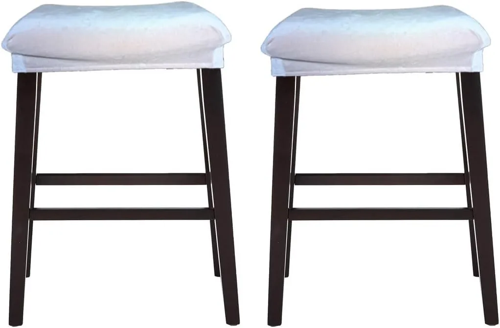 Bar Stool Cover Rectangle Set of 2 Velvet Stretch Counter Height Bar stools Slipcovers Saddle Stool Slipcover Bench Seat Protector Backless Bar Stools Covers for Kitchen Counter Beige-gray
