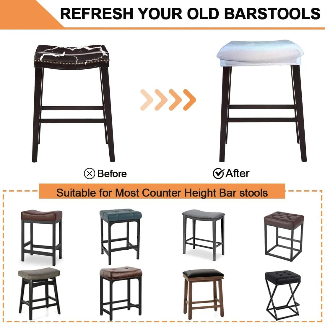Bar Stool Cover Rectangle Set of 2 Velvet Stretch Counter Height Bar stools Slipcovers Saddle Stool Slipcover Bench Seat Protector Backless Bar Stools Covers for Kitchen Counter Beige-gray