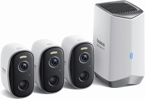 Baseus Wirelsss Cameras for Home Security, N1 3-Cam Kit with 2K Clarity, No Monthly Fee, 16TB Expandable Local Storage, 210-Day Battery Life, Spotlight & Alarm, Works with Alexa and Google Home