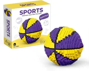 Basketball Building Set for Adults, Purple & Yellow Basketball Décor Model Kit, STEM Toys Gifts for Sports Game Fans(850 Pieces)