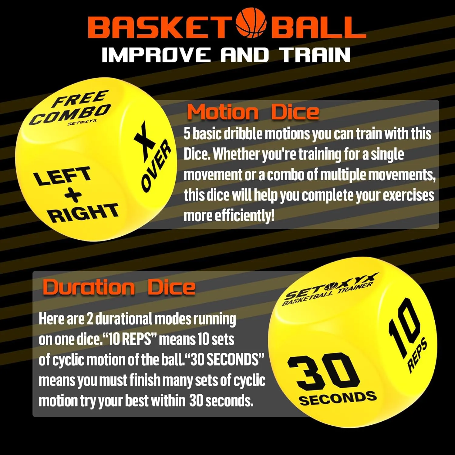 Basketball Dribble Training Dice Set - Basketball Training Equipment - Basketball Party Favors,Dribble Skills Training for Beginner from 0 to 1,Basketball Gift for Teens and Kids