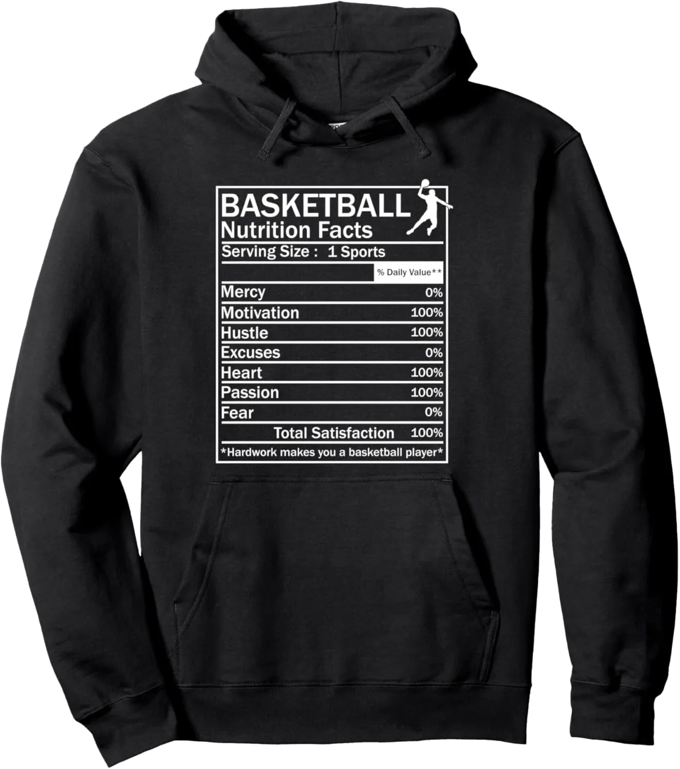 Basketball Nutrition Facts Funny Sports Dunk Pullover Hoodie