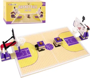 Basketball Playset Building Blocks, Basketball Court Baseplate Brick with Basketball Stands, launchers Bricks, 2 Basketballs, Building Bricks Set Compatible with Major Brands
