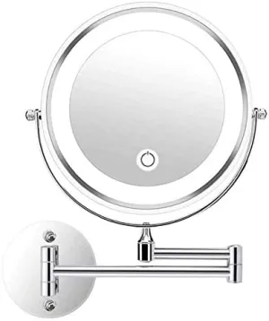 Bathroom Mirror Shaving Mirror Wall Mounted Magnifying Mirror 10x Double-Sided Round Vanity Mirror Swivel Extendable Cosmetic Mirror Touch Sn Double Source