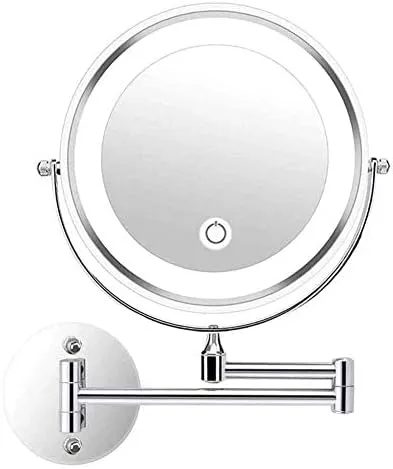Bathroom Mirror Shaving Mirror Wall Mounted Magnifying Mirror 10x Double-Sided Round Vanity Mirror Swivel Extendable Cosmetic Mirror Touch Sn Double Source