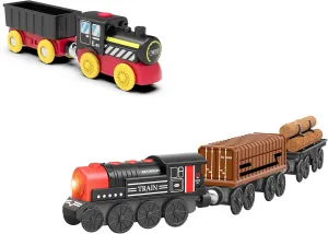 Battery Powered Locomotive Train and Motorized Train for Wooden Tracks Set, Electric Train Toy Compatible with Thomas, Brio, Melissa and Doug