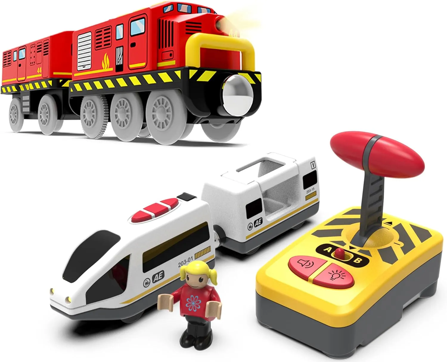 Battery Powered Train Set for Railway System, Motorized Train Toys Compatible with Thomas & Friends, Brio, Chuggington