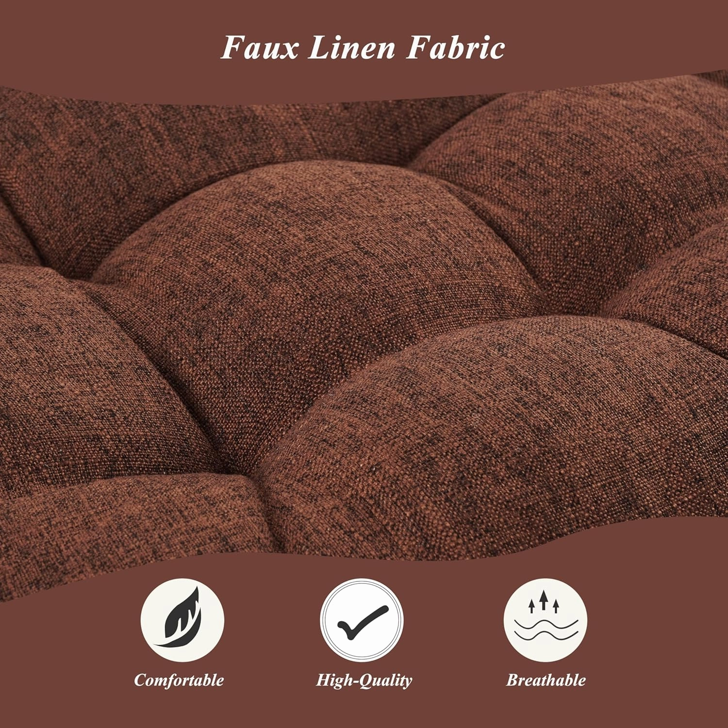Bench Cushion for Indoor Furniture 48 x 19 inch Rectangle Bench Seat Cushion for Bay Window Entryway Bench Thick Textured Chair Cushion with Non-Slip Backing 1 Pack, Coffee
