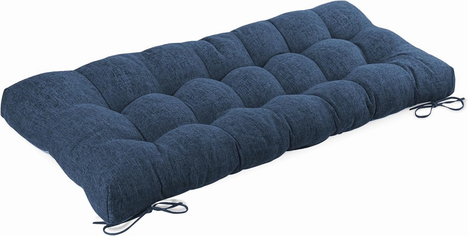 Bench Cushion for Indoor Furniture 48 x 19 inch Rectangle Bench Seat Cushion for Bay Window Entryway Bench Thick Textured Chair Cushion with Non-Slip Backing 1 Pack, Navy