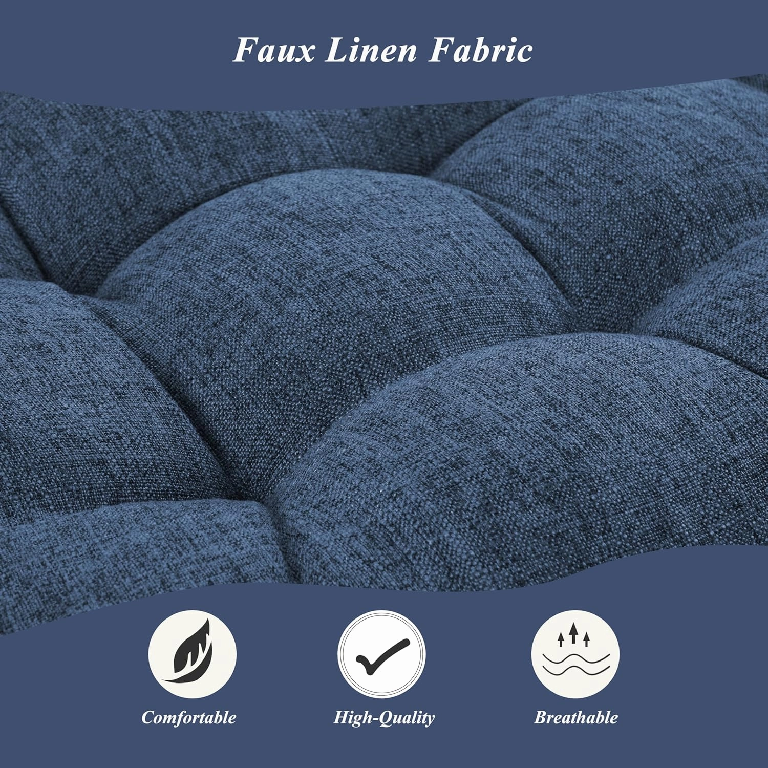 Bench Cushion for Indoor Furniture 48 x 19 inch Rectangle Bench Seat Cushion for Bay Window Entryway Bench Thick Textured Chair Cushion with Non-Slip Backing 1 Pack, Navy